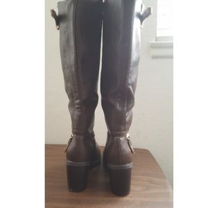 Forever 21 Shoes - Gold Studded-Strap Brown Knee High Boots 👢🍁 Forever 21 Shoes - Gold Studded-Strap Brown Knee High Boots 👢🍁